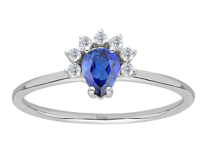 Weißgold Ring mit blauem Saphir und Diamanten