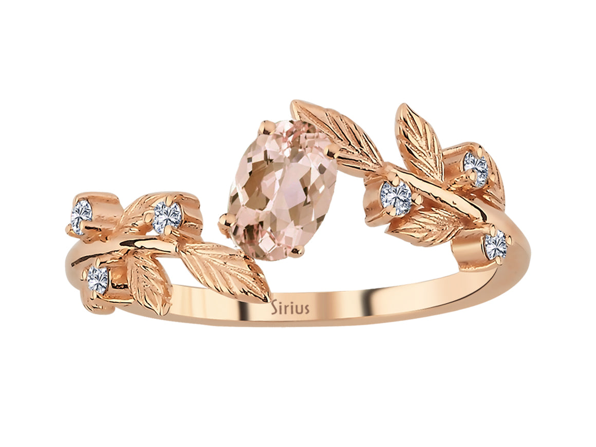 Roségold-Ring mit 0,33 ct Morganit & Labordiamanten - Florale Eleganz - hochwertiger Schmuck von Rosy Lab Diamonds