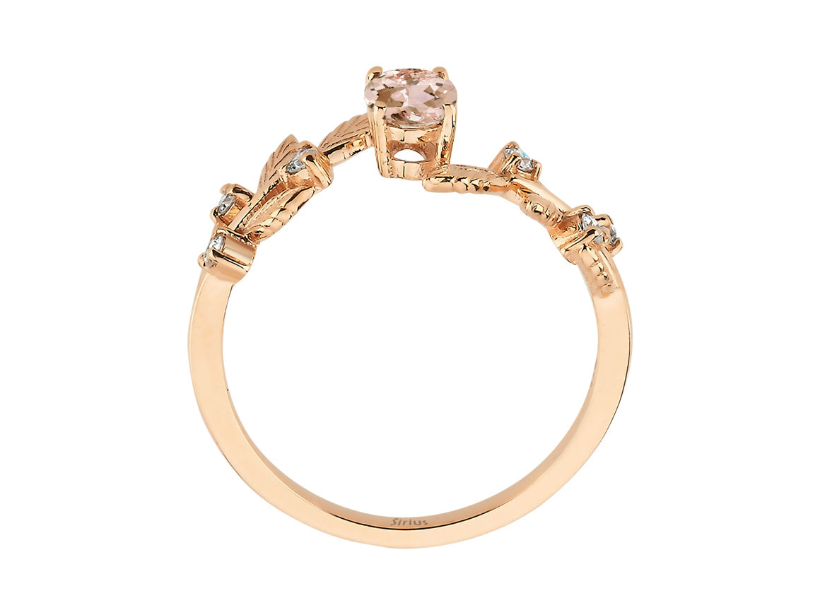 Roségold-Ring mit 0,33 ct Morganit & Labordiamanten - Florale Eleganz - hochwertiger Schmuck von Rosy Lab Diamonds
