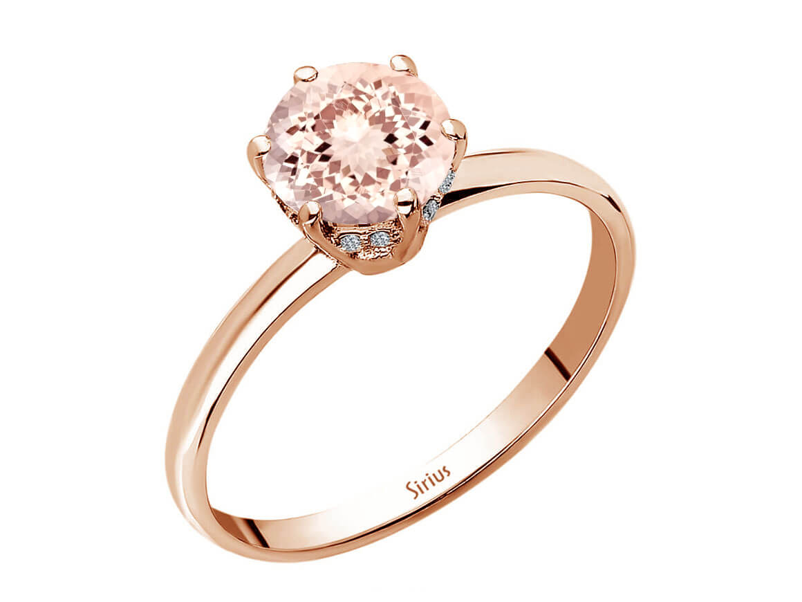 Élégante bague en Morganite et diamants de laboratoire | Or Rose 14 carats – Bijoux haut de gamme de Rosy Lab Diamonds
