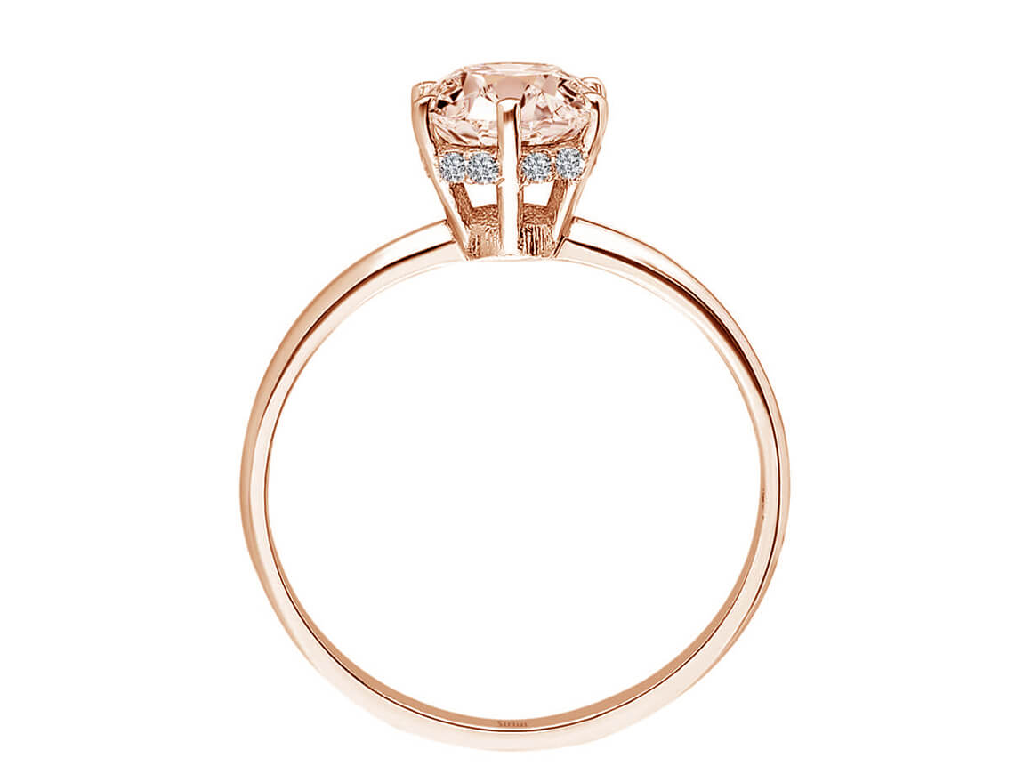 Élégante bague en Morganite et diamants de laboratoire | Or Rose 14 carats – Bijoux haut de gamme de Rosy Lab Diamonds