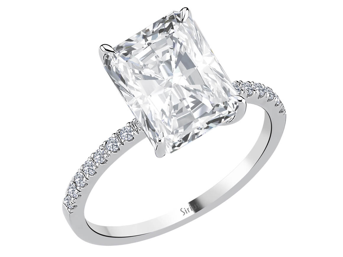 Bague imposante avec topaze blanche 5,30 ct et diamants de laboratoire en or blanc