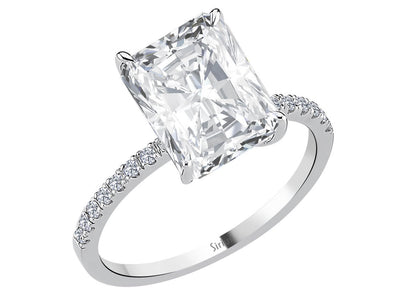 Bague imposante avec topaze blanche 5,30 ct et diamants de laboratoire en or blanc
