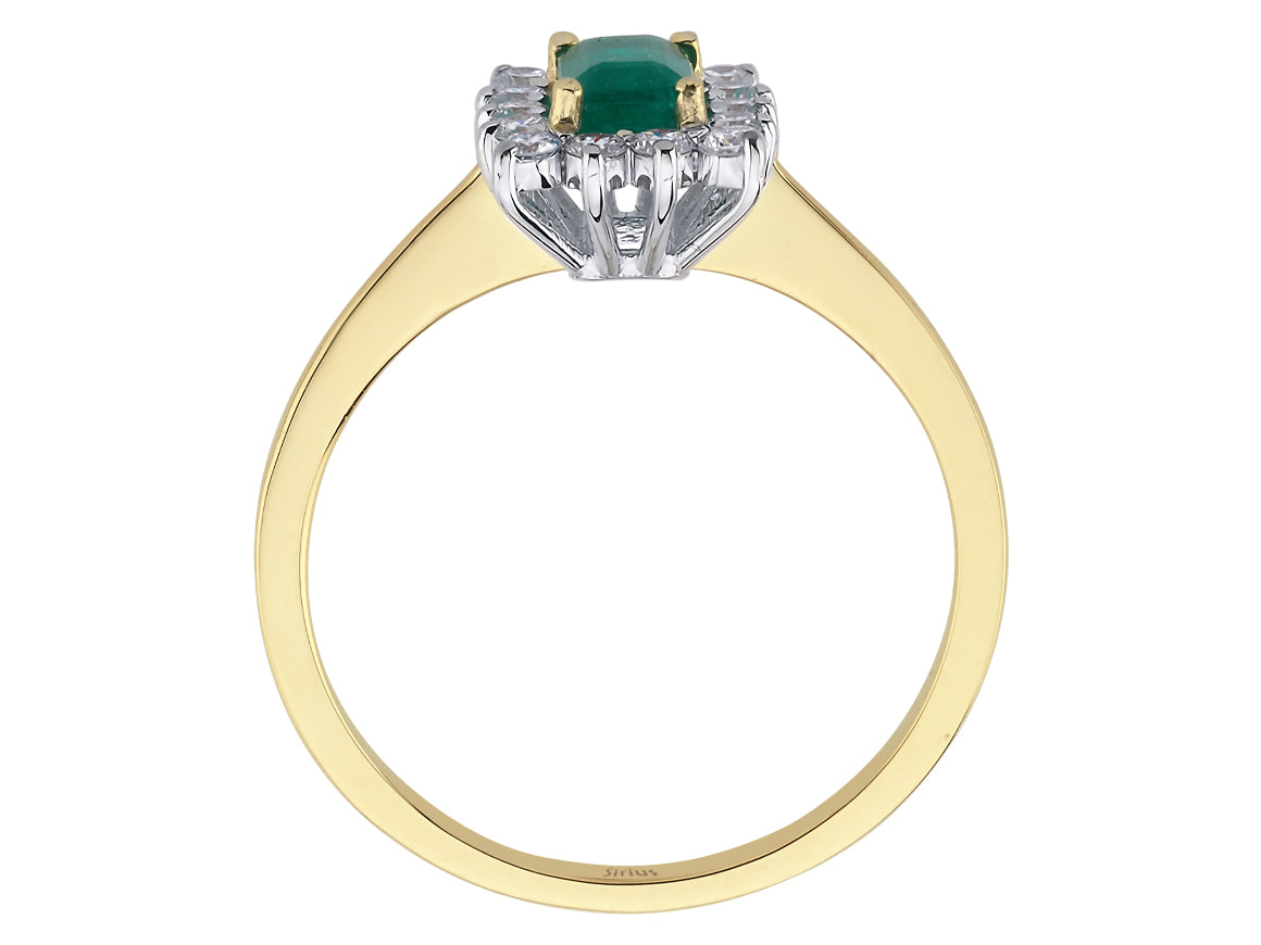 Bague élégante avec des diamants de laboratoire et une Émeraude octogonale - or 14 carats - Bijoux haut de gamme de Rosy Lab Diamonds