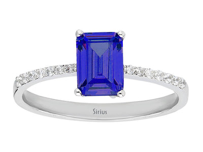 Eleganter Ring mit Oktagon-Tansanit und Diamanten – 14K Weißgold
