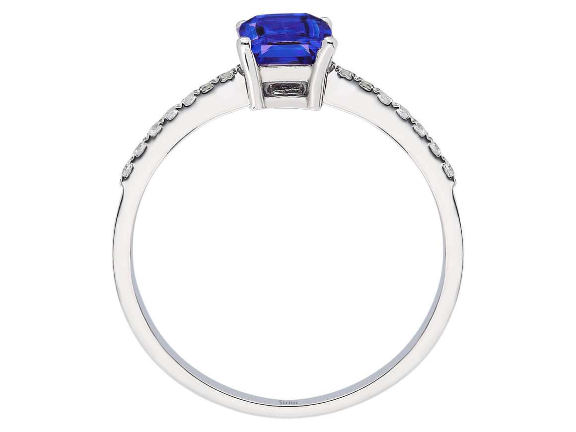 Eleganter Ring mit Oktagon-Tansanit und Diamanten – 14K Weißgold
