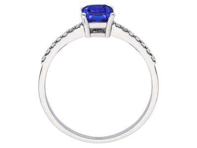 Eleganter Ring mit Oktagon-Tansanit und Diamanten – 14K Weißgold