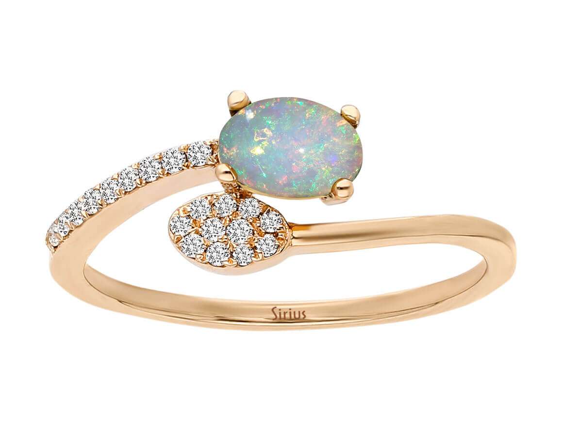 Galaxie-Ring mit Opal und Diamanten - 14K Roségold | Elegantes Design - hochwertiger Schmuck von Rosy Lab Diamonds