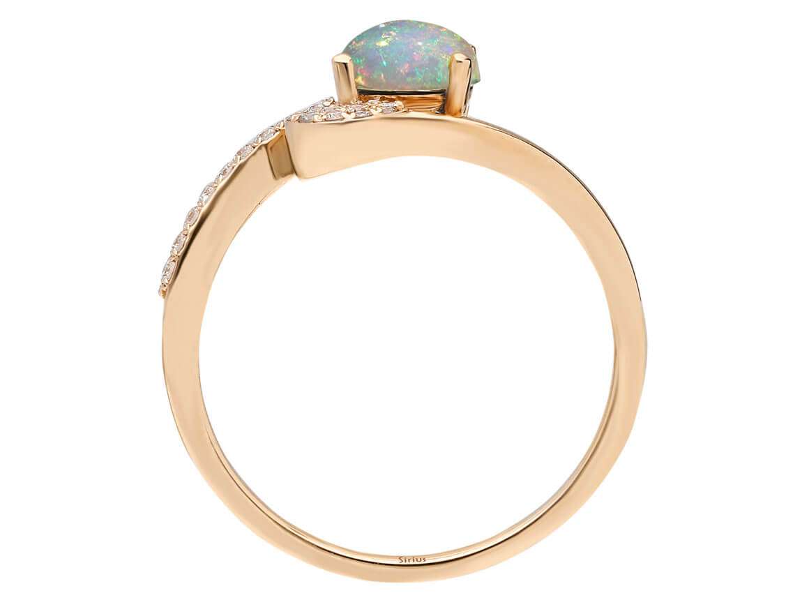 Bague Galaxie avec opale ovale et diamants en or rose 14 carats – 0,35 ct