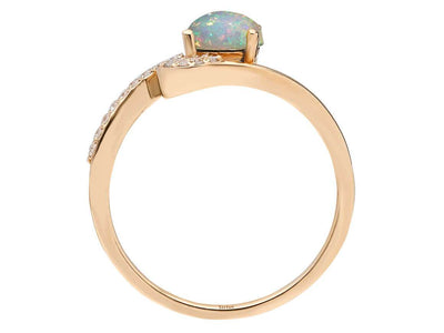 Bague Galaxie avec opale ovale et diamants en or rose 14 carats – 0,35 ct