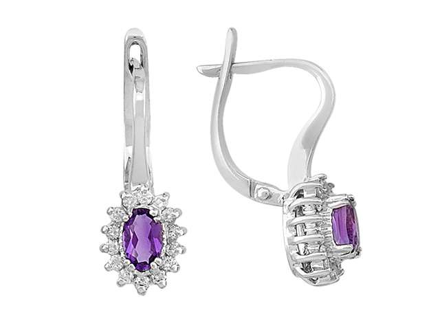 Boucles d’oreilles pendantes Anturaj avec améthystes et diamants - or 8 carats - Bijoux haut de gamme de Rosy Lab Diamonds