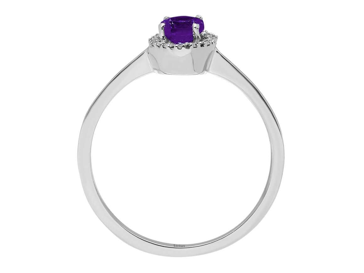 Weißgoldring mit 15 Diamanten und Amethyst - 05R0007 - hochwertiger Schmuck von Rosy Lab Diamonds