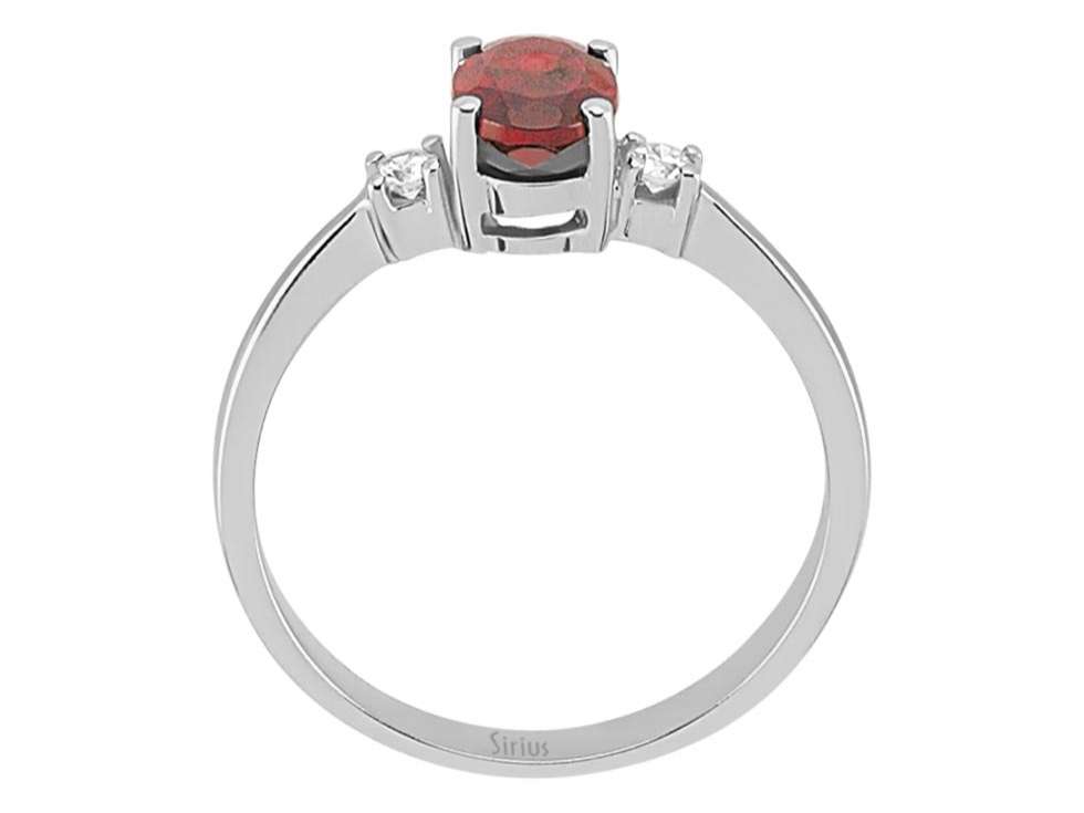 Eleganter Damenring mit 0,93 ct ovalem Granat & Diamanten – 8K Weißgold – Modell 24R0043