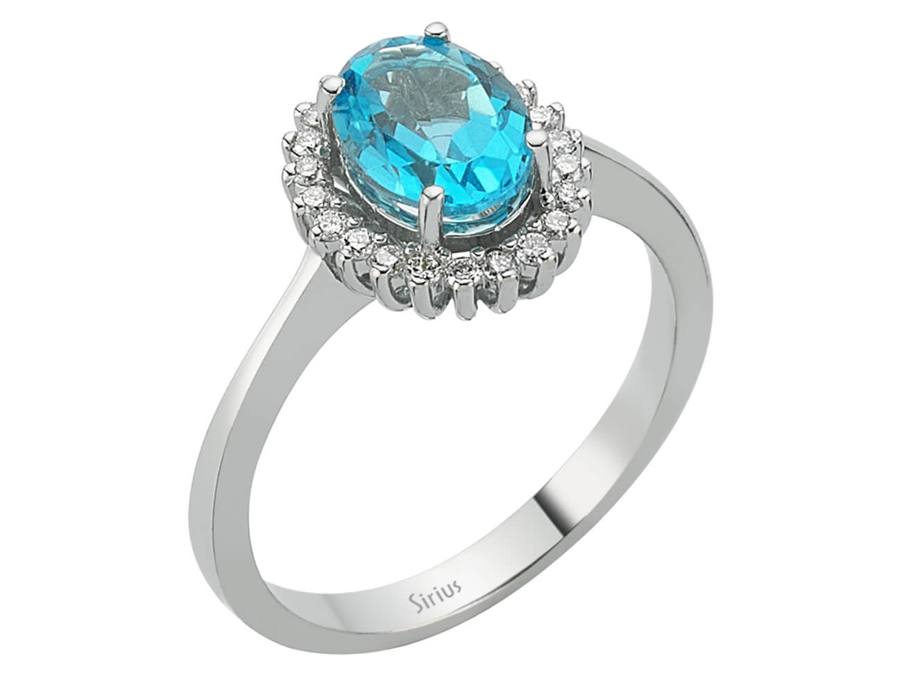 Anturaj-Ring mit 1,62 ct Oval-Mystic Topas & Diamanten aus 14K Weißgold – 23R0047