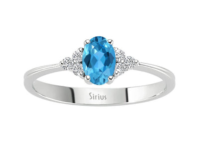 Eleganter Diamant- und Ovaler Blauer Topas Ring aus 8 Karat Weißgold