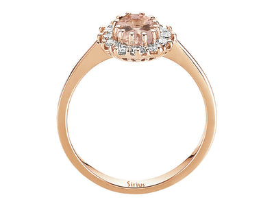Elegant 14K rose gold ring with 12 round diamonds and 1 oval morganite – 2.65 carats