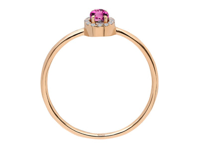 Zarter Roségold-Ring mit Turmalin und Pavé-Diamanten