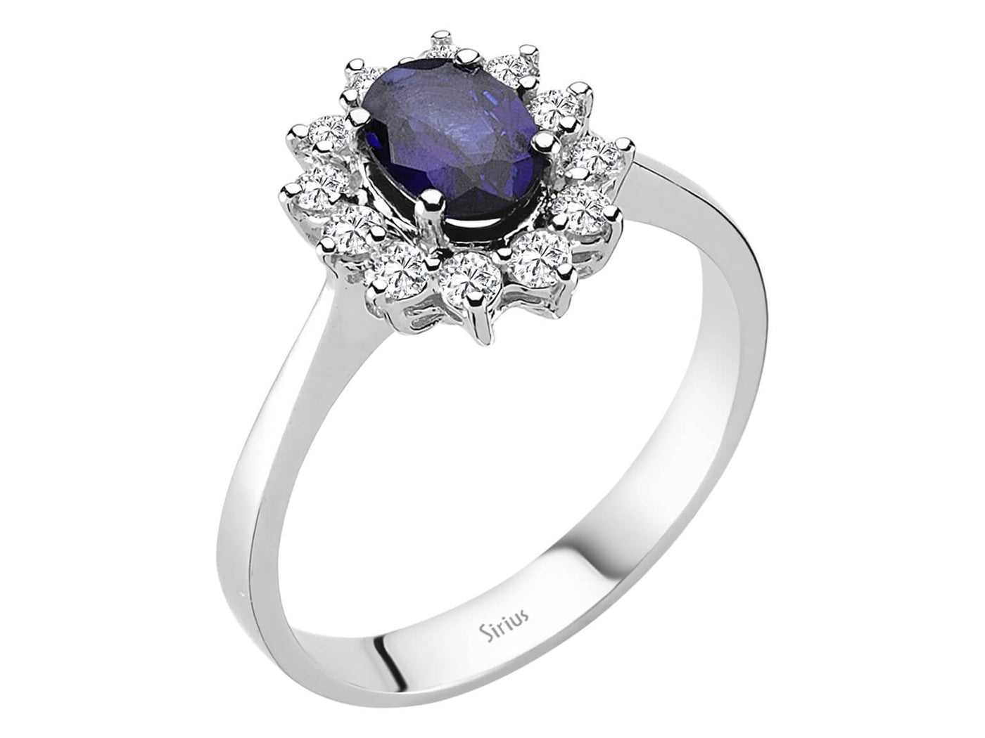 Saphirring mit Labordiamanten in 14K Weißgold | Rosy – hochwertiger Schmuck von Rosy Lab Diamonds