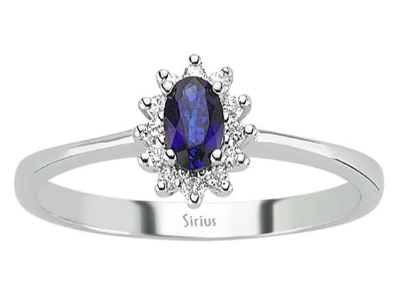 Anturage-Ring mit Saphir & Labor-Diamanten - 8K Weißgold, 0,42 ct - hochwertiger Schmuck von Rosy Lab Diamonds