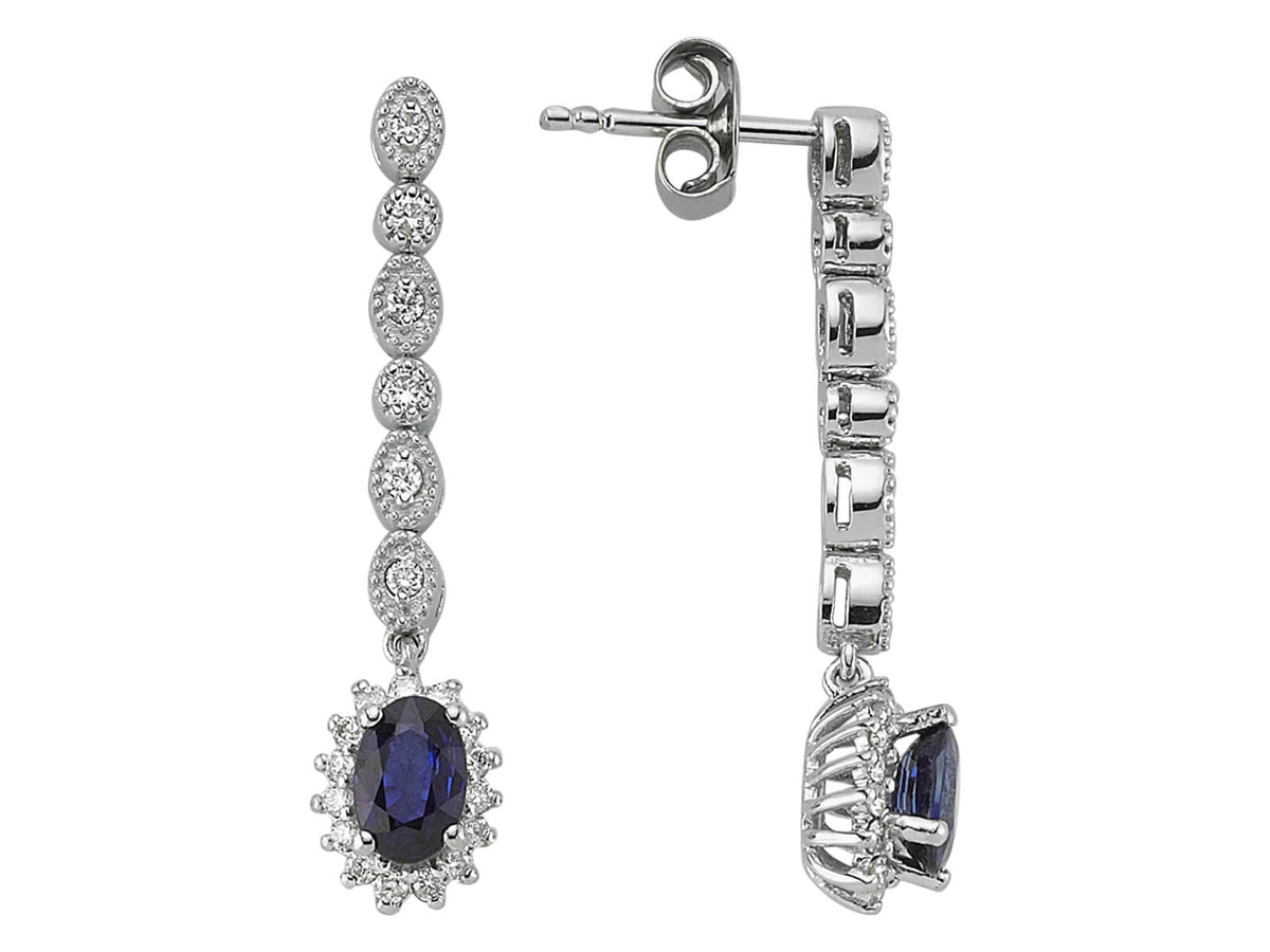 Ohrhänger mit Blauem Topas & Lab-Grown Diamanten - 14K Weißgold | 12,07 ct - hochwertiger Schmuck von Rosy Lab Diamonds