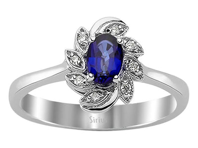 Eleganter Ring mit ovalem Saphir und Diamantenfassung