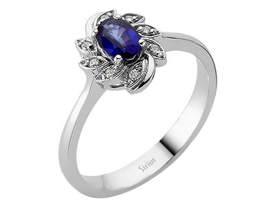 Eleganter Ring mit ovalem Saphir und Diamantenfassung