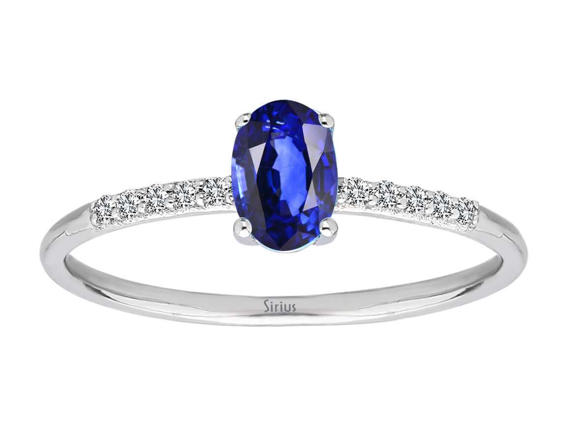 Saphirring mit Labordiamanten in 14K Weißgold | Rosy – hochwertiger Schmuck von Rosy Lab Diamonds