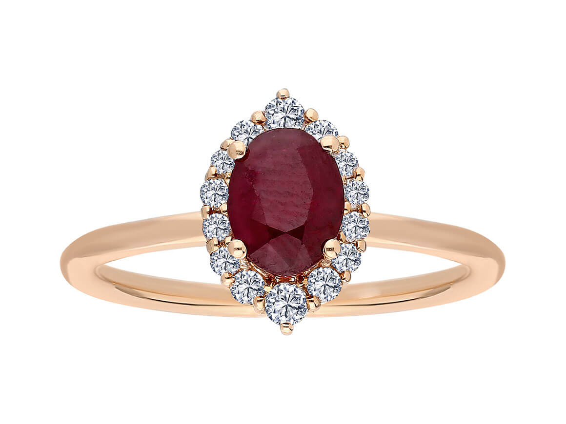 Elegant ring "Alya" with ruby and diamonds