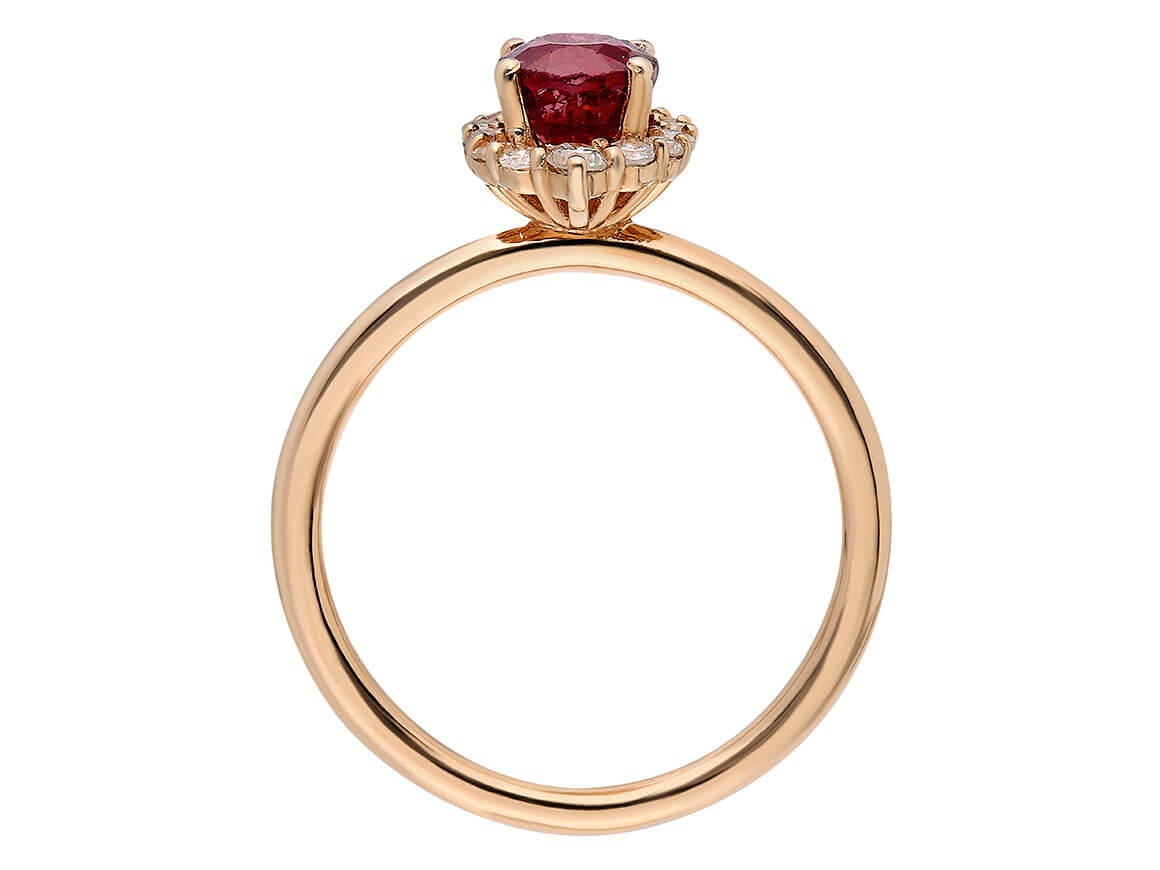 Elegant ring "Alya" with ruby and diamonds
