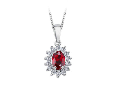 Pendentif entourage avec rubis ovale et diamants cultivés en laboratoire en or 14 carats