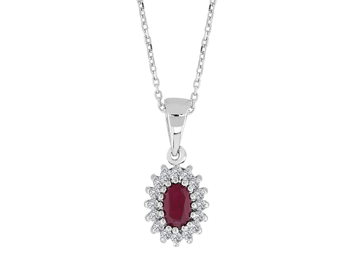 قلادة أنتوراج من الياقوت والألماس المخبري - ذهب أبيض عيار 8 قيراط - مجوهرات فاخرة من Rosy Lab Diamonds