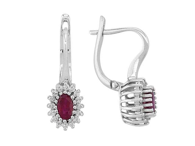 Anturaj dangle earrings with oval rubies and 32 lab-grown diamonds – 0.86 ct