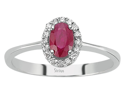 Eleganter Ring aus 14K Weißgold mit ovalem Rubin und Labor-Diamanten – 0,76 ct
