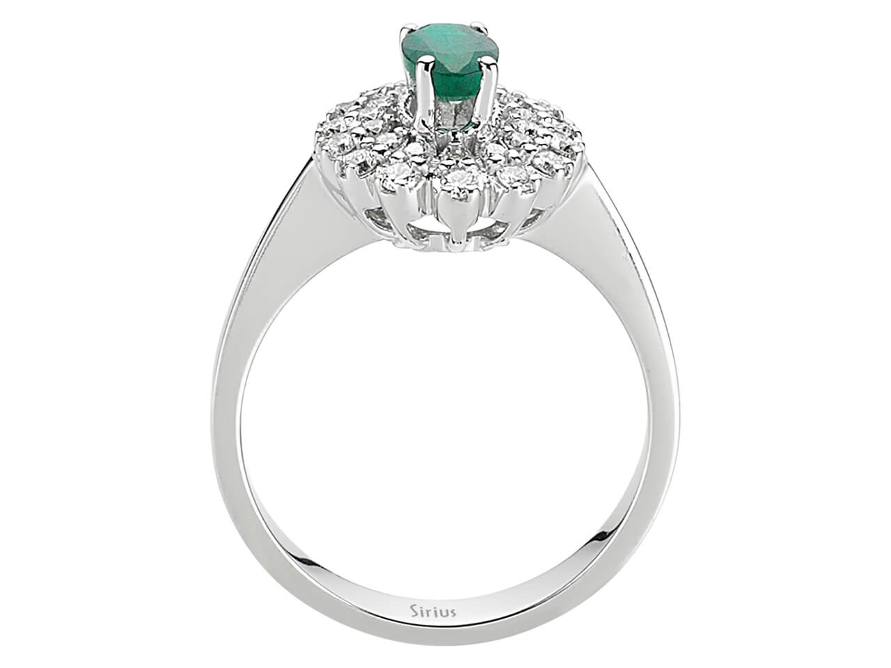 Luxuriöser Diamant- und Ovaler Smaragd Anturaj-Ring aus 14 Karat Weißgold