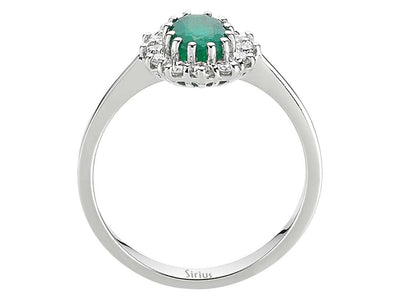 Exquisiter Diamant- und Ovaler Smaragd Anturaj-Ring aus 14 Karat Weißgold