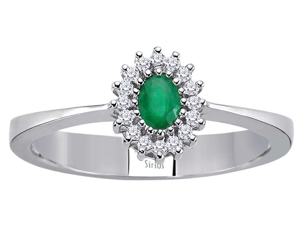 Anturaj-Ring mit Ovalem Smaragd und Labordiamanten