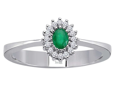 Anturaj-Ring mit Ovalem Smaragd und Labordiamanten