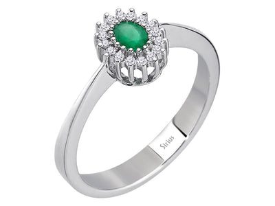 Anturaj-Ring mit Ovalem Smaragd und Labordiamanten