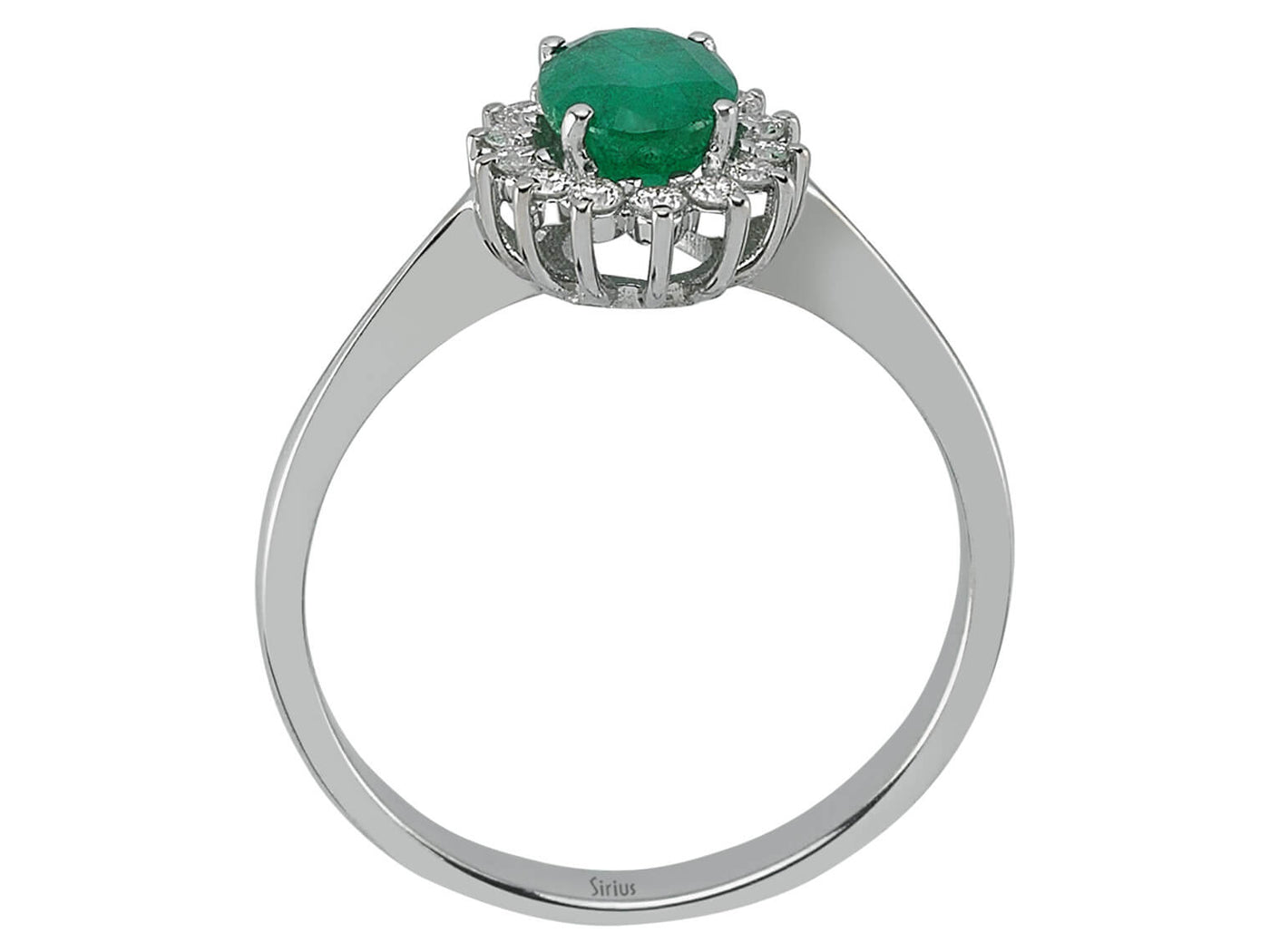Anturage-Ring aus 14K Weißgold mit ovalem Smaragd und Labor-Diamanten – 1,10 ct