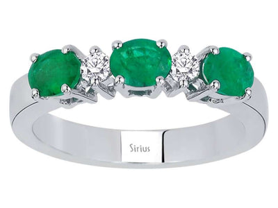 Weißgoldring mit 3 ovalen Smaragden & 2 Labordiamanten – Modell 04R0330
