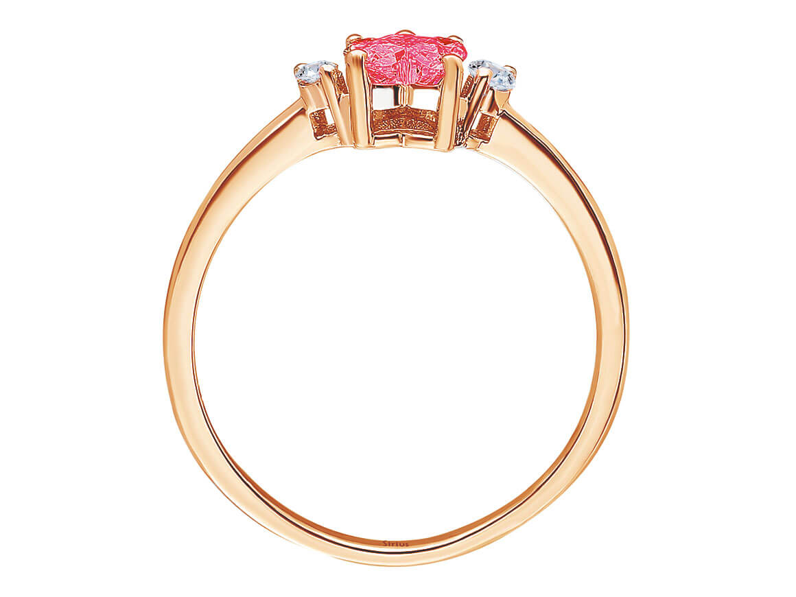 Rose gold ring with 1 heart-shaped pink tourmaline and 4 round diamonds – 1.42 carats
