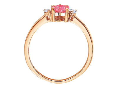 Rose gold ring with 1 heart-shaped pink tourmaline and 4 round diamonds – 1.42 carats