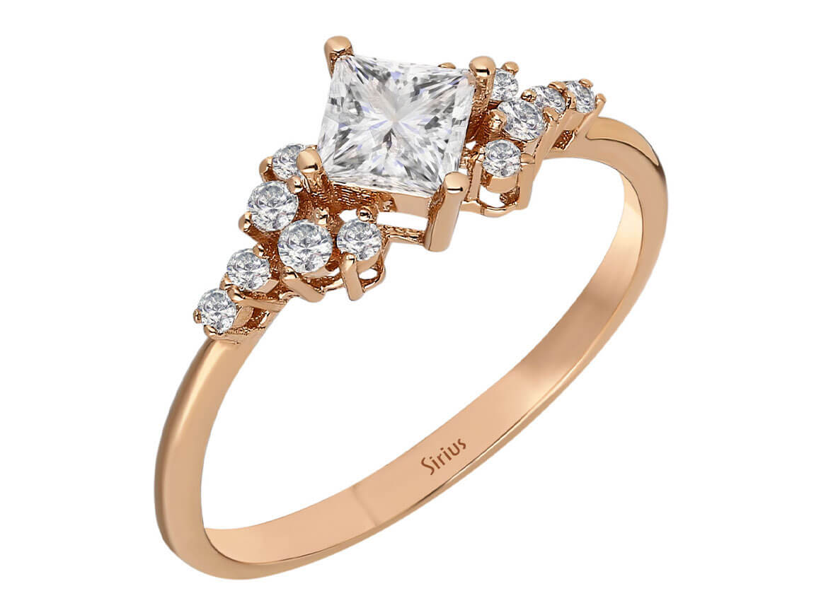 14K rose gold ring with 0.66 carat diamonds and white sapphire – Paloma