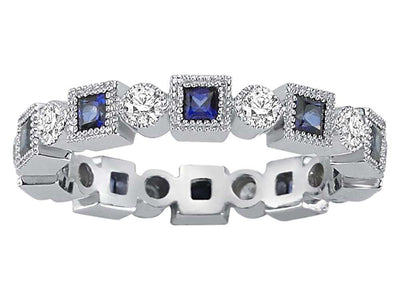 Exklusiver Weißgold-Tamturn-Ring mit Diamanten & Saphiren (1,05 ct)