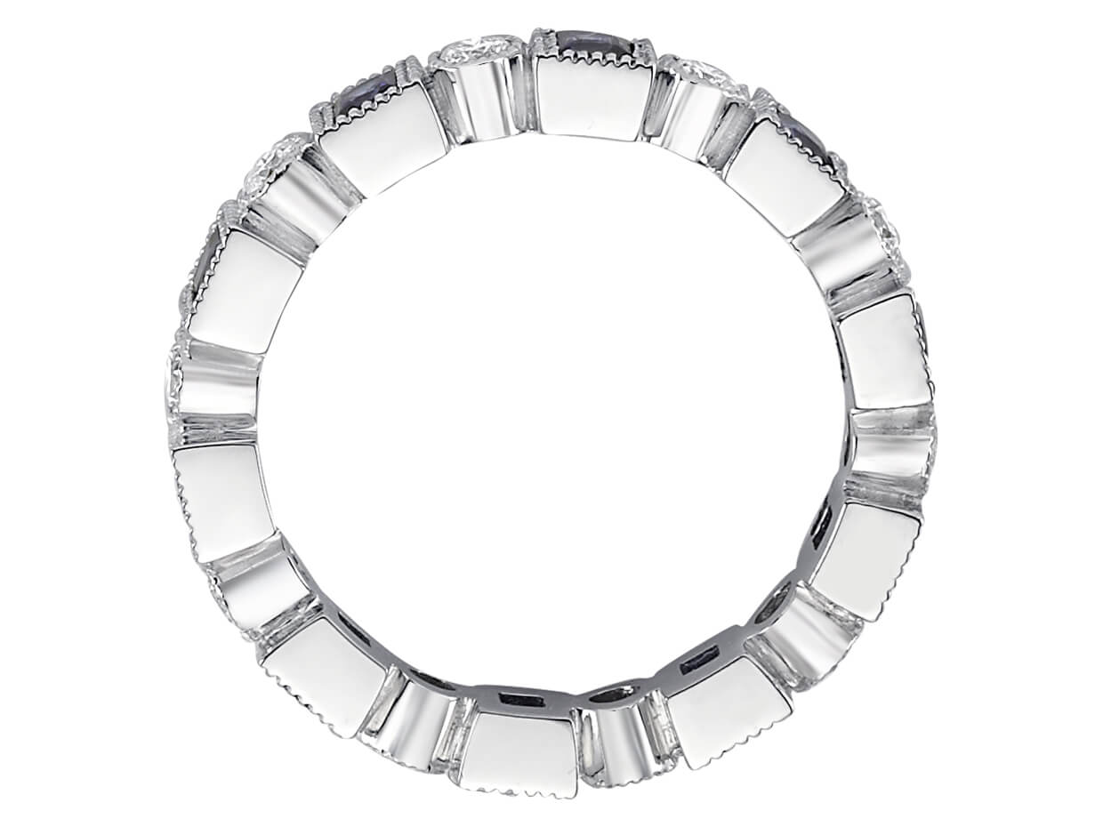 Exklusiver Weißgold-Tamturn-Ring mit Diamanten & Saphiren (1,05 ct)