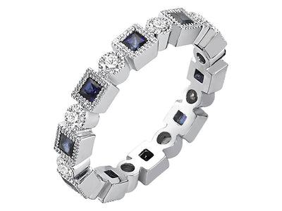 Exklusiver Weißgold-Tamturn-Ring mit Diamanten & Saphiren (1,05 ct)