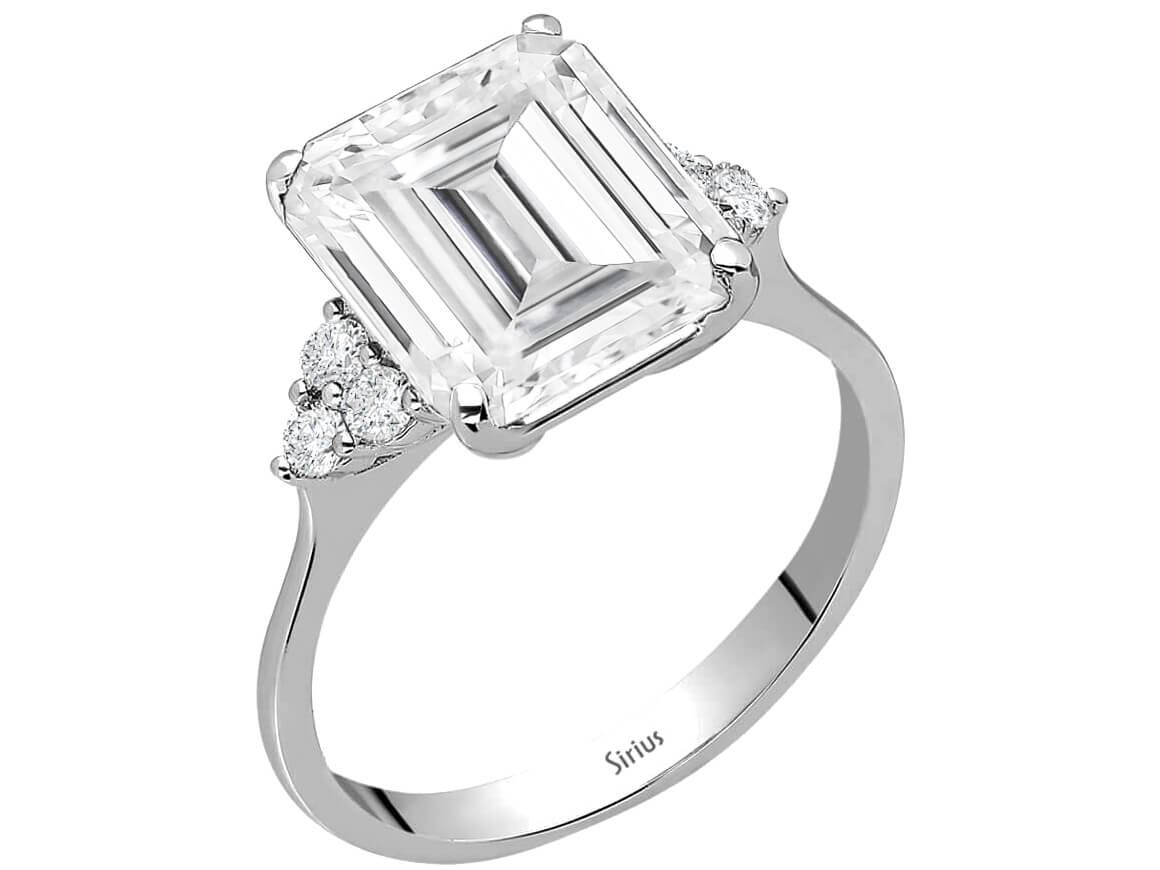 Bague en Or Blanc avec Diamant taille radiant et Topaze blanche - Design moderne - Bijoux haut de gamme de Rosy Lab Diamonds