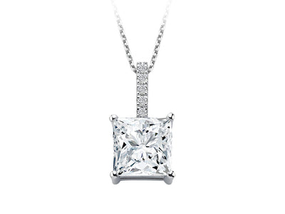 Tektas-Anhänger mit Radianschliff Weißtopas & 5 Labor-Diamanten in 14K Weißgold