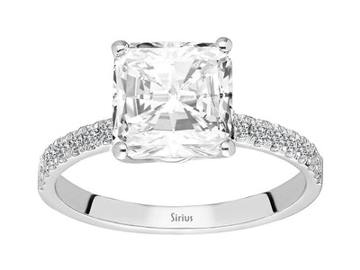 Strahlender Labordiamant und Weißtopas Ring mit Radian-Schliff in 14 Karat Weißgold