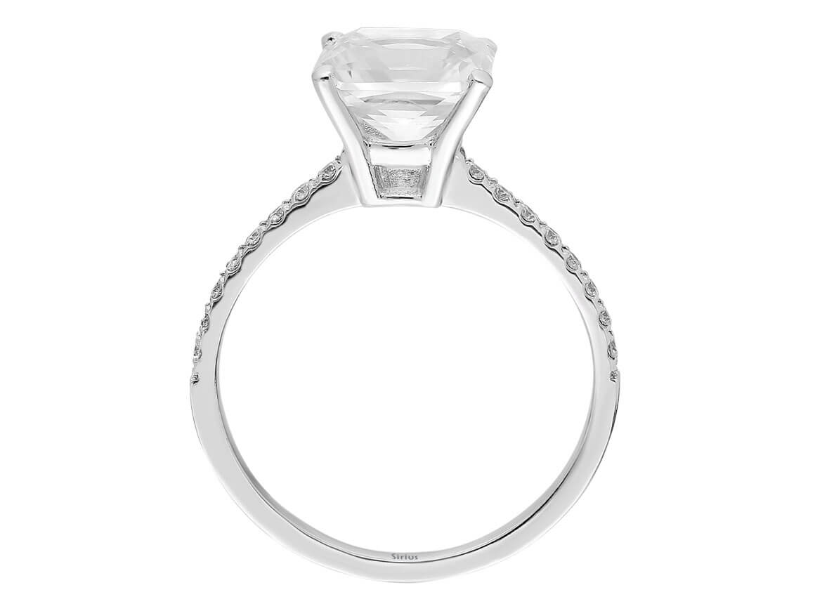 14 ayar Beyaz Altın'dan Radian kesimli göz alıcı Laboratuvar Pırlantası ve Beyaz Topaz yüzük - Rosy Lab Diamonds'tan yüksek kaliteli Mücevher
